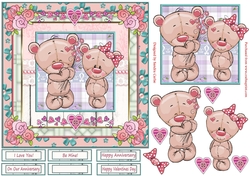 Romance Teddy Love Decoupage Topper