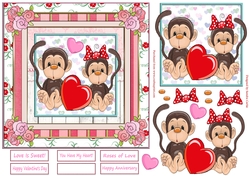 Romance Monkey Love Decoupage Topper