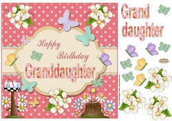 Happy Birthday Granddaughter Butterfly Topper