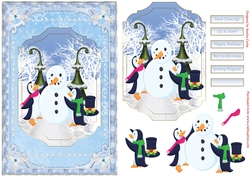 Penguins in the Snow Decoupage Topper