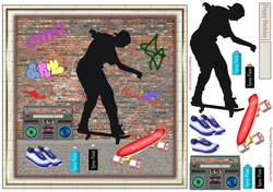 Street Scene 8x8ins Birthday Decoupage Topper