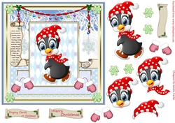 Penguin Skating at Christmas Topper