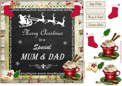 Merry Christmas Mum & Dad Decoupage 8x8ins Topper 
