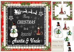 Merry Christmas Auntie & Uncle Decoupage 8x8ins Topper 