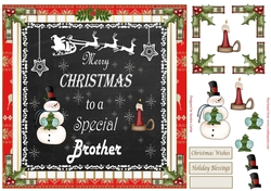 Merry Christmas Brother Decoupage 8x8ins Topper 