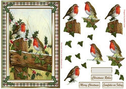 Christmas Robins Decoupage Vintage Topper