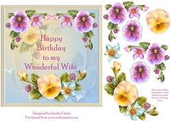 Happy Birthday Wonderful Wife Floral Topper
