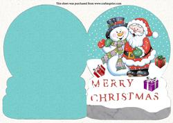 Christmas Santa in the Snow Shaped Card