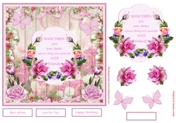 Pink Flowers Decoupage Topper 1
