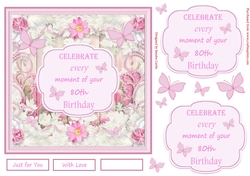 Decoupage 80th Birthday 3D Quick Card