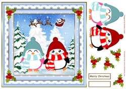 Chilly Christmas Penguins Scene Topper