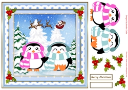 Chilly Christmas Penguins Scene Topper 1