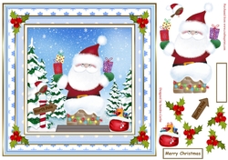 Santa & Robin Christmas Decoupage Topper 1