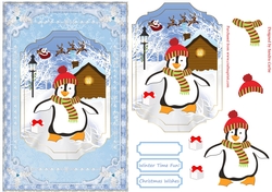 Happy Penguin Decoupage Christmas Topper 1 