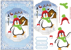 Happy Penguin Christmas Decoupage Topper 2