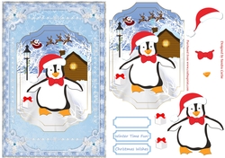 Happy Penguin Christmas Decoupage Topper