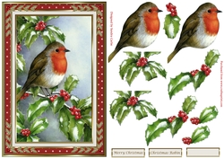 Christmas Robin Red framed Decoupage Topper