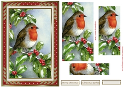 Christmas Robin Red framed Pyramid Topper