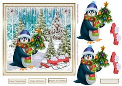 Penguins Love Christmas Decoupage Topper