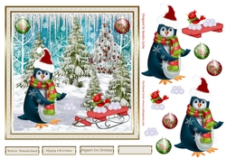 Penguins Love Christmas Decoupage Topper 2
