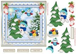 Jingle Bells Christmas Snowman Decoupage Topper 1