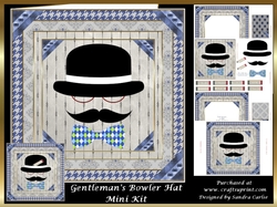 Male Bowler Hat Decoupage 8x8ins Mini Kit