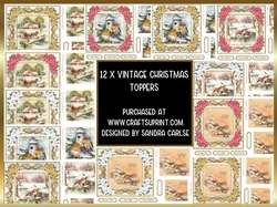 Christmas Vintage 12 x Toppers kit 2