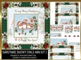 Christmas Snowy Vintage Owls 8x8ins Mini Kit 1