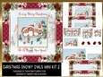 Christmas Snowy Vintage Owls 8x8ins Mini Kit 2