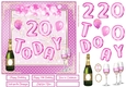 Happy 20th Birthday Pink Balloons 7x7ins Decoupage Topper