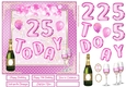 Happy 25th Birthday Pink Balloons 7x7ins Decoupage Topper