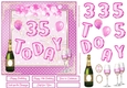 Happy 35th Birthday Pink Balloons 7x7ins Decoupage Topper