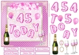 Happy 45th Birthday Pink Balloons 7x7ins Decoupage Topper