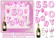Happy 50th Birthday Pink Balloons 7x7ins Decoupage Topper