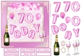 Happy 70th Birthday Pink Balloons 7x7ins Decoupage Topper