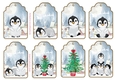 Happy Christmas Penguins x 8 Gift Tags