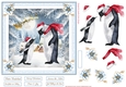 Christmas Penguins 7x7ins Decoupage Topper 4