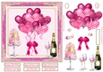 Pink Balloons, Champagne & Cake 7x7ins Decoupage glitter frame Topper 4