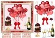 Red Balloons, Champagne & Cake 7x7ins Decoupage diamond frame Topper 1