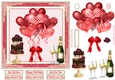 Red Balloons, Champagne & Cake 7x7ins Decoupage glitter frame Topper 2