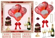Red Balloons, Champagne & Cake 7x7ins Decoupage diamond frame Topper 5