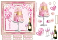 Cake, Champagne & Balloons 7x7ins Decoupage diamond frame Topper 1