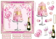 Cake, Champagne & Balloons 7x7ins Decoupage glitter frame Topper 2