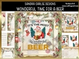 Christmas Wonderful Time 7x7ins Decoupage Kit with Bookmarks