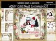 Merry Christmas Snowman 7x7ins decoupage Kit with bookmarks