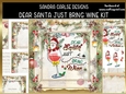 Dear Santa Just Bring Wine 7x7ins decoupage Kit with bookmarks