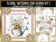 Floral Watering Can 8x8ins Kit 1 with Matching Bookmarks