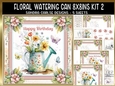 Floral Watering Can 8x8ins Kit 2 with Matching Bookmarks