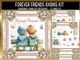 Forever Friends 8x8ins Decoupage Kit with Matching Bookmarks