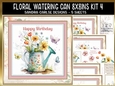 Floral Watering Can 8x8ins with Matching Bookmarks Kit 4 Request